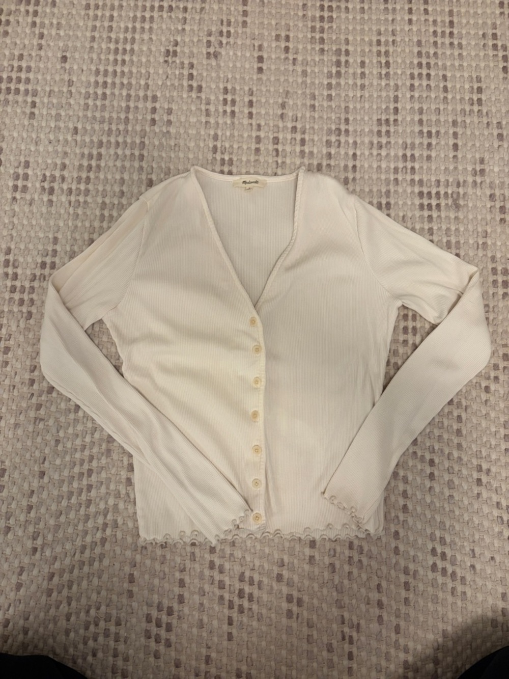 Madewell Cream Ribbed Button-Up Cardigan